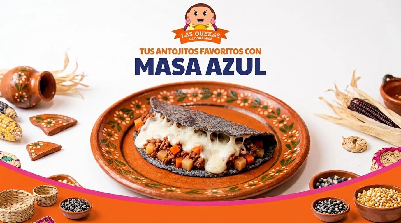 ¿Sabías que puedes cambiar tus antojitos a masa azul? 💙🌽